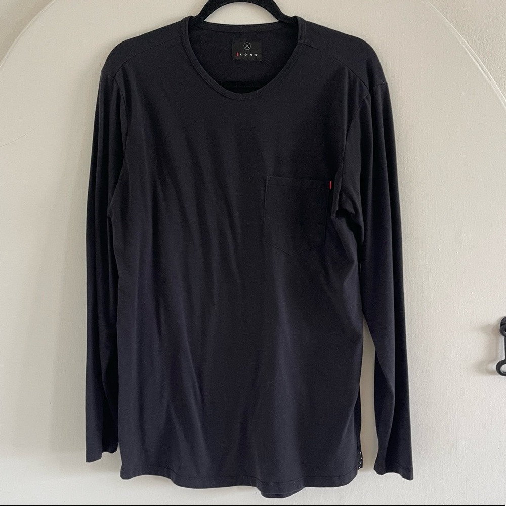 Cuts Black Long Sleeve Pocket Tee